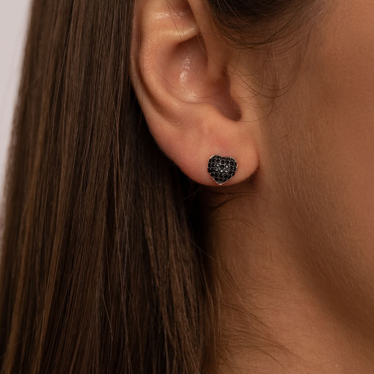 Black Rose Heart Stud Earrings - ShopLorca