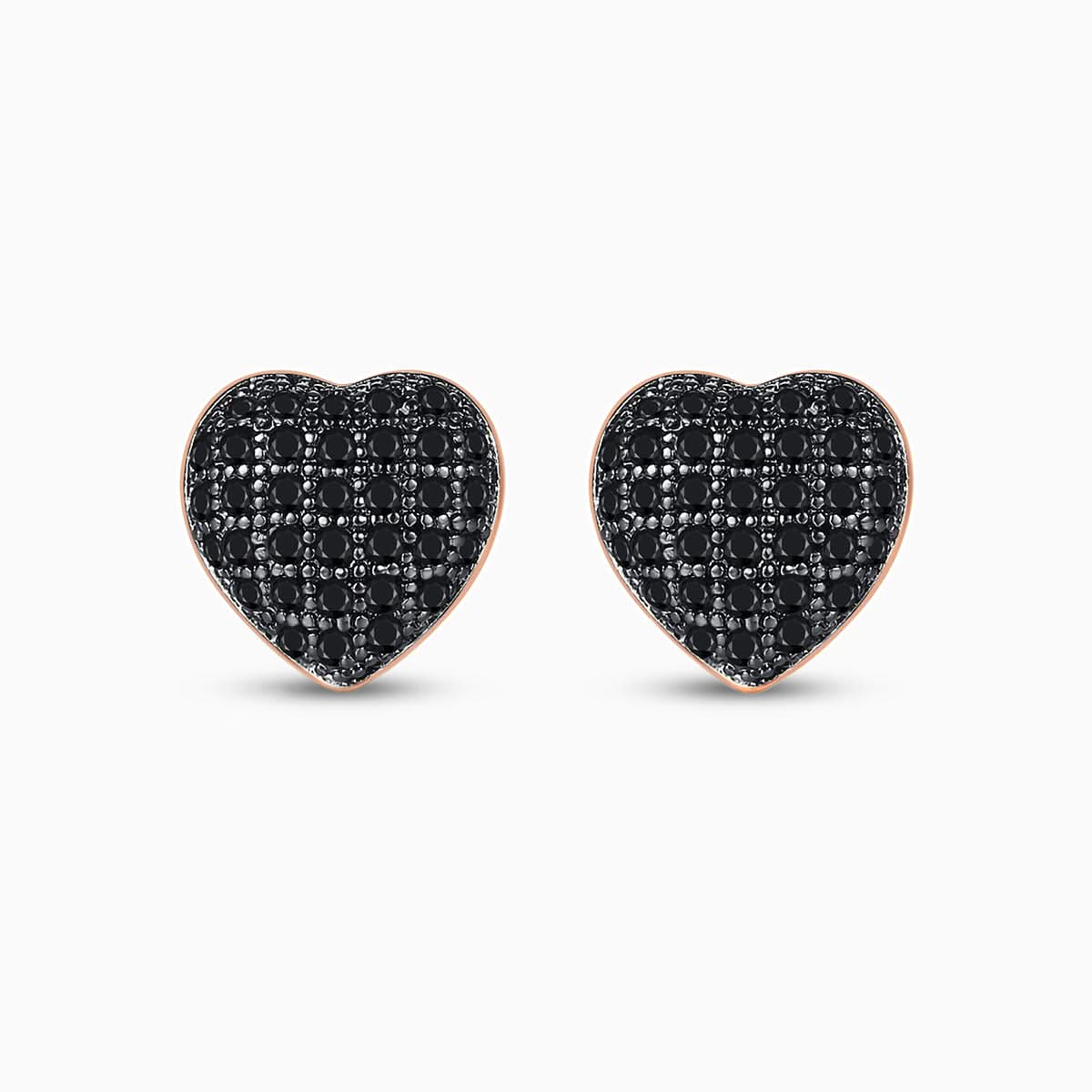 Black Rose Heart Stud Earrings - ShopLorca