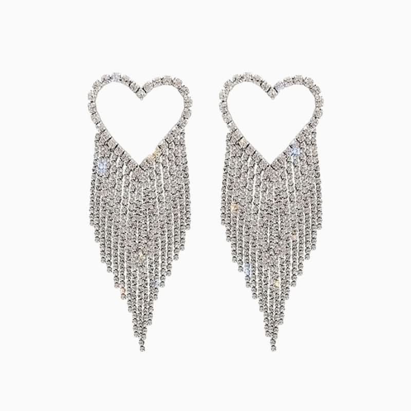 Brilliant Heart Tassel Earrings - ShopLorca