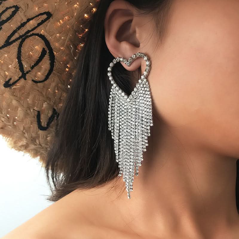 Brilliant Heart Tassel Earrings - ShopLorca