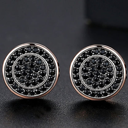 Black Rose Circle Stud Earrings - ShopLorca