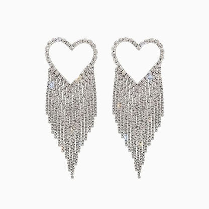 Brilliant Heart Tassel Earrings - ShopLorca