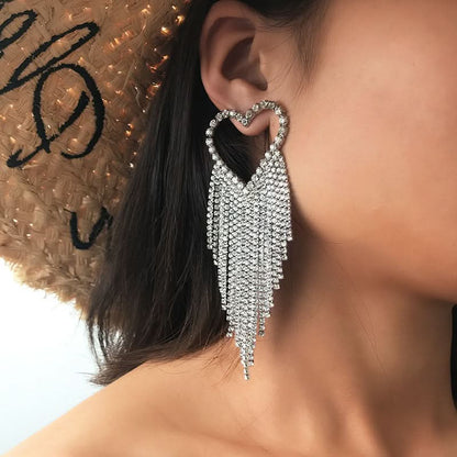 Brilliant Heart Tassel Earrings - ShopLorca