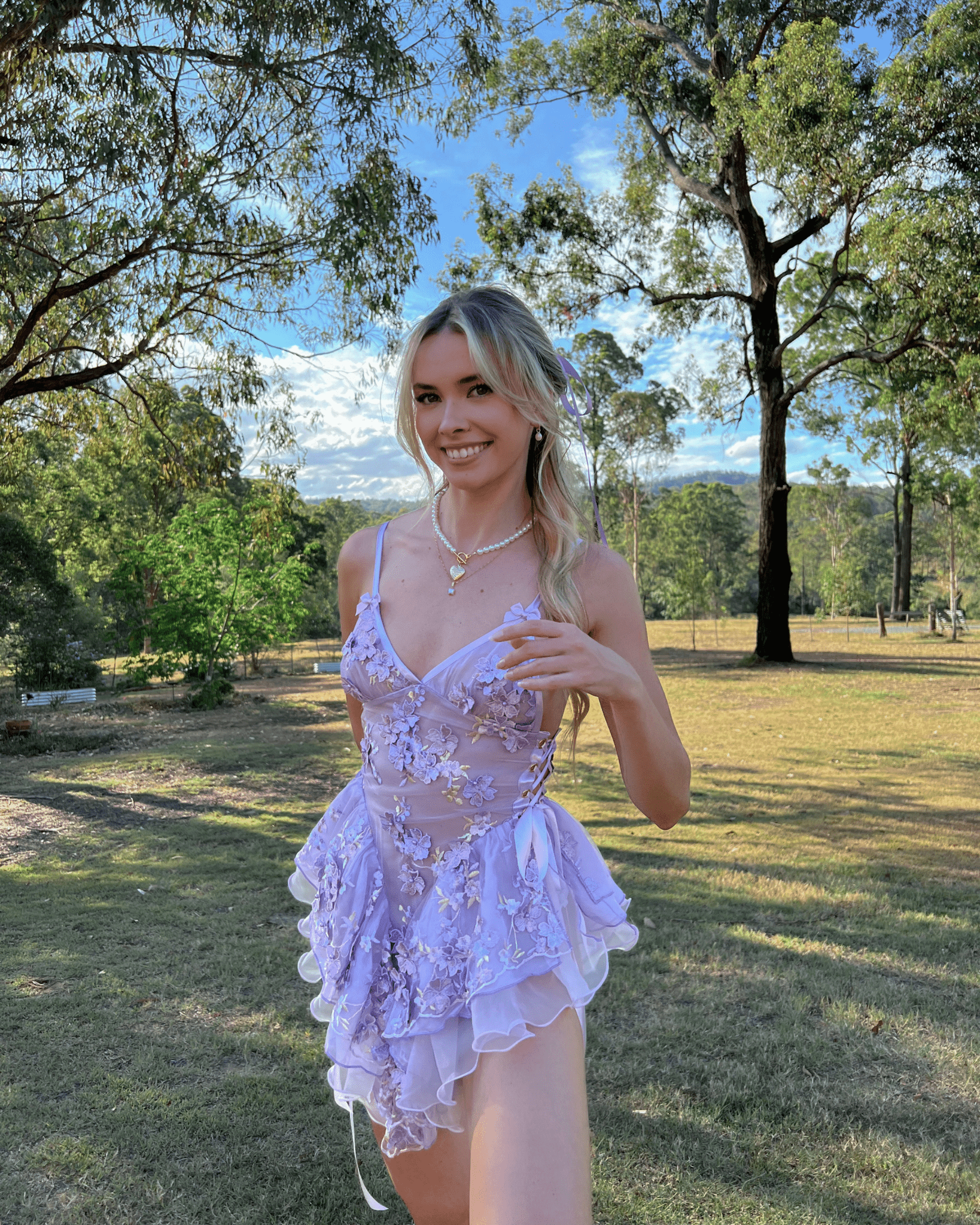 The Fleurette Fairy Silk Mini Dress・Lavender - ShopLorca
